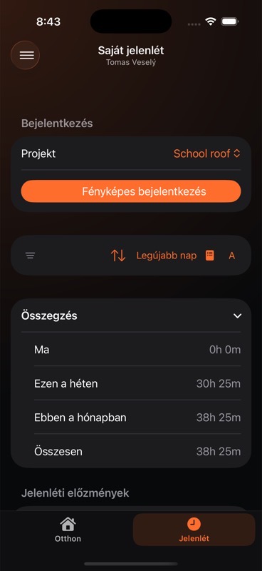 Kibontott jelenléti összesítés