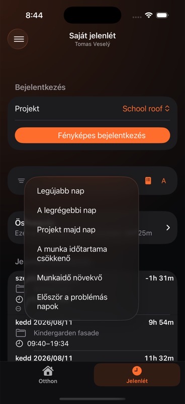 Jelenléti rendezési lehetőségek