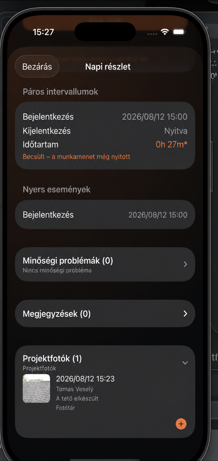 Projektfotó a munkanap részleteiben